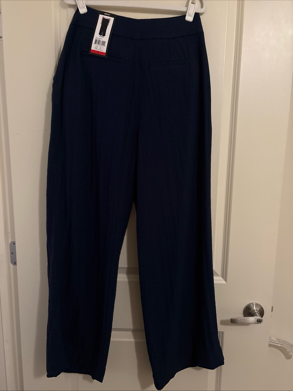 Women’s DKNY Navy Wide-Leg High Rise Textured pants Size 8 Career Work